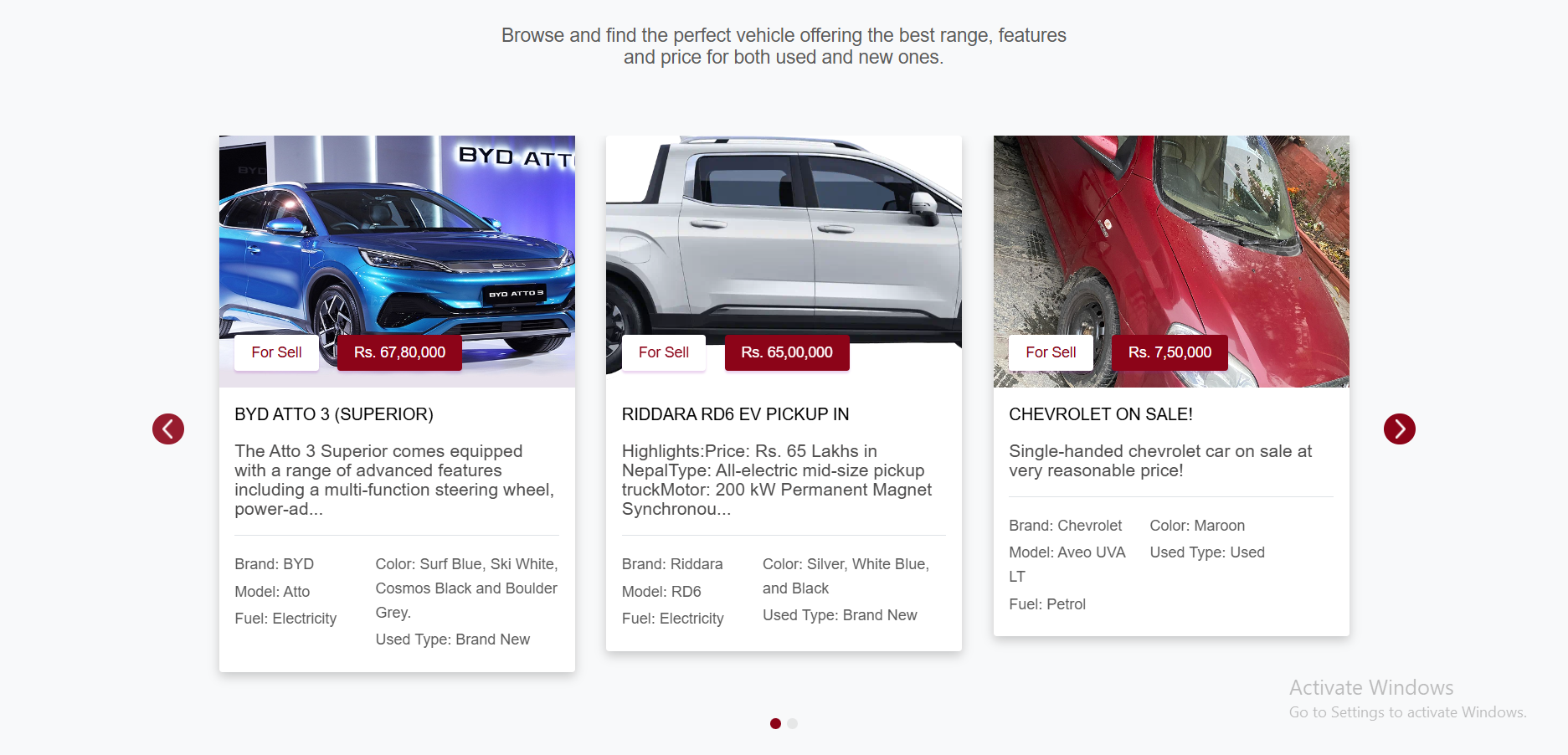 Diverse Vehicle Listings